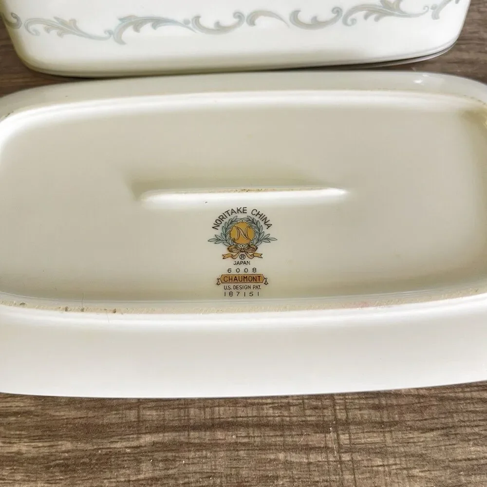 Vtg Noritake China Covered Butter Dish Chaumont Design Pattern 6008 Made Japan